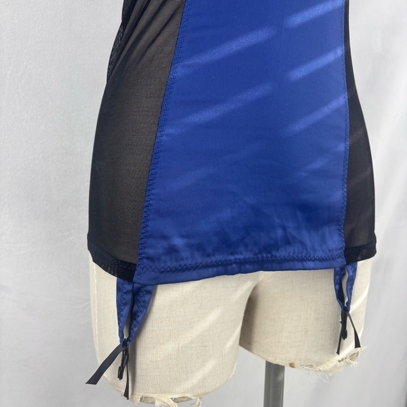 Victoria Secret Sexy Little Things Royal Blue Black Mesh Corset Bra 34B Lingerie - Picture 7 of 11